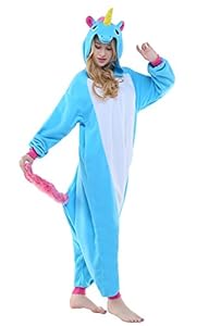 NEWCOSPLAY Unicorn Set Unisex Adult Onesies Pajamas Halloween Costumes (L, unicorn blue)