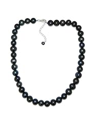Pearlz Ocean Sterling Silver Black Freshwater Pearl Necklace (10-11 mm)
