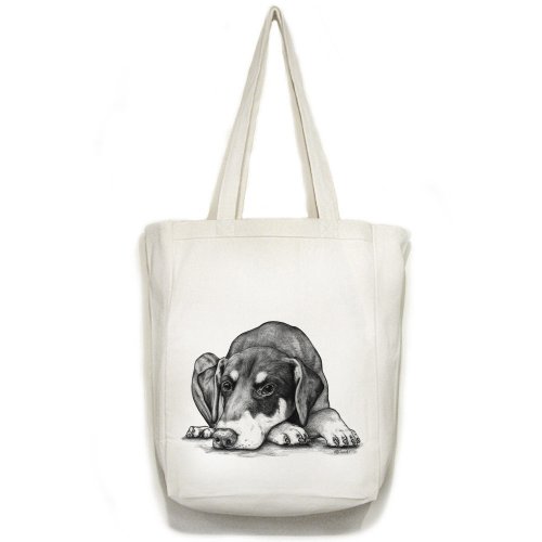 Doberman On Paws Dobie Dog Art Open Top Tote Bag Picture