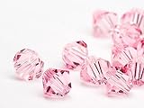 Glasperlen zum Auffaedeln von Swarovski Doppelkegel 5mm (Light Rose), 72 Stueck