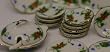 Porcelain Dinner Set in Blue, Green, Red Floral Dollhouse Miniature