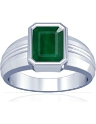 18K White Gold Emerald Cut Emerald Solitaire Ring