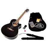Produkt-Bild: EQ Elektro Akustik Westerngitarre mit eingebautem LCD Stimmger&auml;t und Tuner / Tonabnehmer und Zubeh&ouml;rset: gepolsterte Tasche, Gurt, Ersatzsaiten, Stimmpfeife