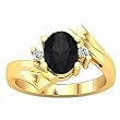 14K Yellow Gold Onyx and Diamond Ring