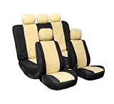 FH-PU002115 Synthetic Leather Seat Covers Front airbag compatible rear split seat coers beige & black color