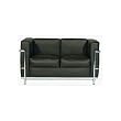 Le Corbusier-style Black Leather Loveseat By Wholesale Interiors