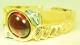 Mens Gold Ring Diamond Cabichone Garnet (Jan Birthstone) 14K Y or W Gold