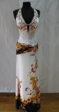 4020 Printed Satin Halter Long Gown with Embroidery Sequins