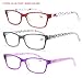 SOOLALA 3 Pairs of Patterned Readers Ladies' Quality Spring Hinge Reading Glasses with Pouch, 4.0x