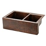 Buy 33 Copper Hammered Kitchen Apron 60 40 Double Basin Sink by Premier Copper Products