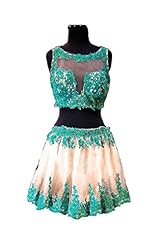 Short Tulle  Sheer Jeweled Applique Lace Homecoming Dress  With Ruffles