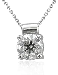 1/2 Carat Diamond Solitaire Pendant Necklace in 14k White Gold (GH, I1-I2, 0.50 carat)