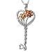 Sterling Silver and Diamond Heart and Roses Key Pendant on an 18 inch Chain