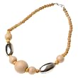 Tiffany's Choice Polished Wood Beaded Collar Necklace with Metal Accents