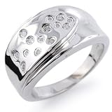 Sterling Silver/White Lustre Burnished Diamond Ring