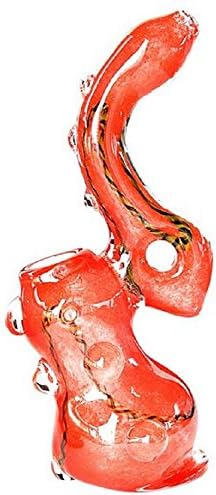 7" Red Solid Colored Frit Glass Water Chambered "Bubbler" Incense Burner/Holder