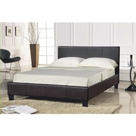 Brown Faux Leather Double Bed Frame (4FT6) Next Day Delivery!