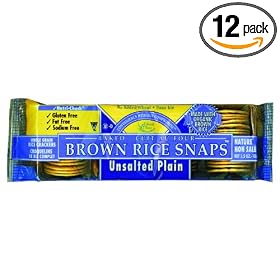 Brown Rice Snaps, Unsalted Plain with Organic Brown Rice, 3.5-Ounce Packs (Pack of 12)