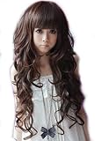 US 3-5 Days Delivery sexy long DARK BROWN curly lady wave full wig/wigs jf010013