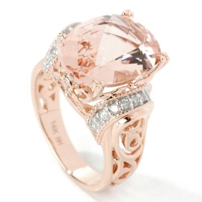 14K Rose Gold Morganite & Diamond Ring