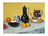 Still Life with Blue Enamel Coffeepot, Earthenware and Fruit HIGH QUALITY CANVAS Print With Light Added BRUSHSTROKES Vincent Van Gogh 24x18