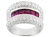 4.88CTW BELLA LUCE RUBY SIMULANT WITH DIAMOND SIMULANT STERLING SILVER RING