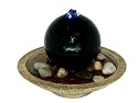 Round Black Ball with River Rocks Indoor LED Water Fountain