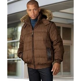 Sean John Plaid Houndstooth Parka With Hood by Sean John