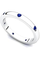 Platinum Bezel set Sapphire Semi Eternity Band Ring