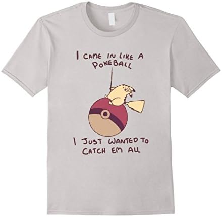 Men's Funny Poke-ball T Shirt 2016 Large Silver