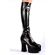 5 Inch Trendy Gothic Knee High Boot Platform Knee Boots Black Stretch