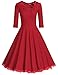 MUXXN Women's 1950s Vintage 3/4 Sleeve Rockabilly Swing Dress(2XL,Red)