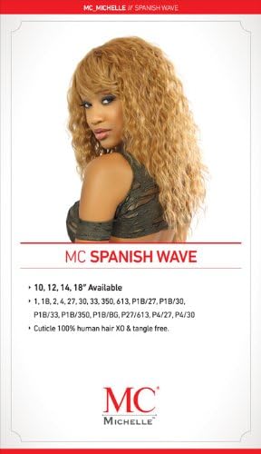 Michelle Human Hair Blend Weave Spanish Wave Curl (14", #1b) 2pack