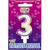 Birthday cake number candles - 3 birthday cake number candle  - glitter rainbow