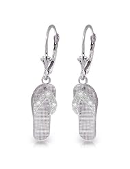 14k Solid Gold Diamond Accented Flip Flops Dangle Earrings