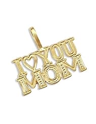 14k Yellow Gold I Love You Mom Mother Charm Pendant New