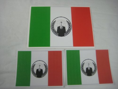 masks guy fawkes Discount 3 x Anonymous Italian flag ITALY decals stickers 2 Guy Fawkes V mask