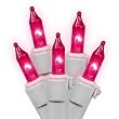 Set of 100 Pink Mini Christmas Lights - White Wire