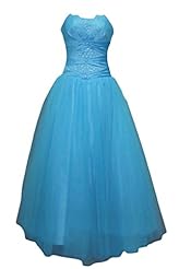 Strapless Satin/Tulle Beaded 2014   Ball Gown Party Dress 