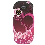 Hard Snap-on Sleeve Plastic RUBBERIZED With HEART LOVE FLOWERS PINK Design  ....