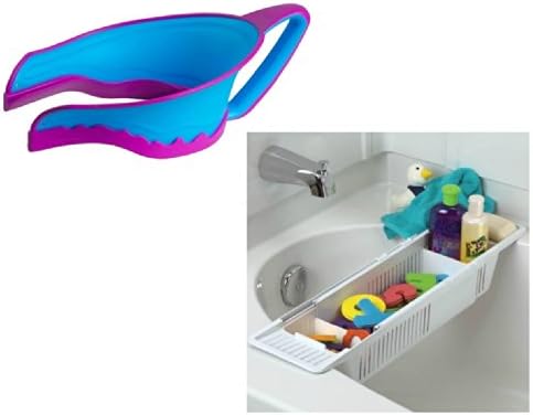 Lil' Rinser Splashguard Shampoo Rinser &amp; Bath Organizer Basket, Blue