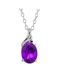 1.51 Ct Oval Purple Amethyst and Black Diamond 14k White Gold Pendant