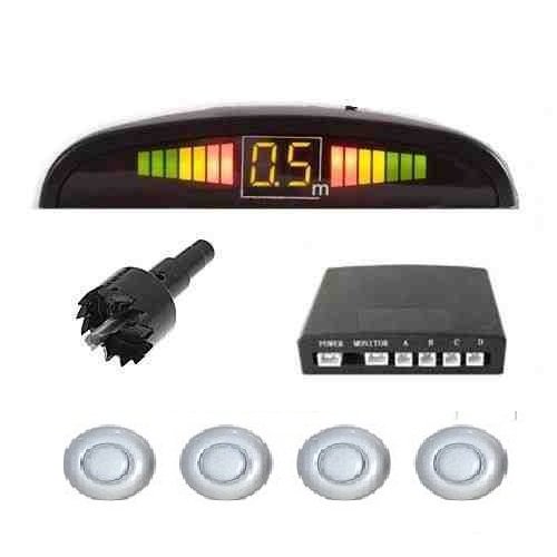 wireless silver 4 rear car parking reverse reversing sensor buzzer LED wireless silver 4 rear car parking reverse reversing sensor buzzer LED