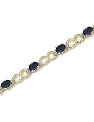 14kt Yellow Gold Oval Blue Sapphire and Diamond Bracelet