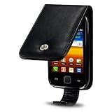 Funda Cuero Piel Negra Samsung Galaxy Y S5360 color Negro Black