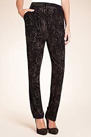 Pleat Front Tapered Animal Print Slim Leg Trousers