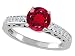 1.37 cttw Genuine Lab Created Ruby and Diamond Solitaire Engagement Ring - 14kt White Gold