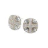925 Silver & Diamond Round Cross Earrings with 18k Gold Accents (1.07ctw)