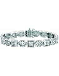 3.5 Ct Diamond Filigree Square & Oval Cluster Bracelet 14K White Gold
