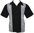 Silver Barbed Flames Embroidered Biker Shirt, Dragonfly